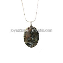 Wholesale natural slice agate pendant with silver chain necklace